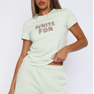 White Fox Boutique 11th Street Out & About Lounge Shorts Iced Matcha NWT Size M